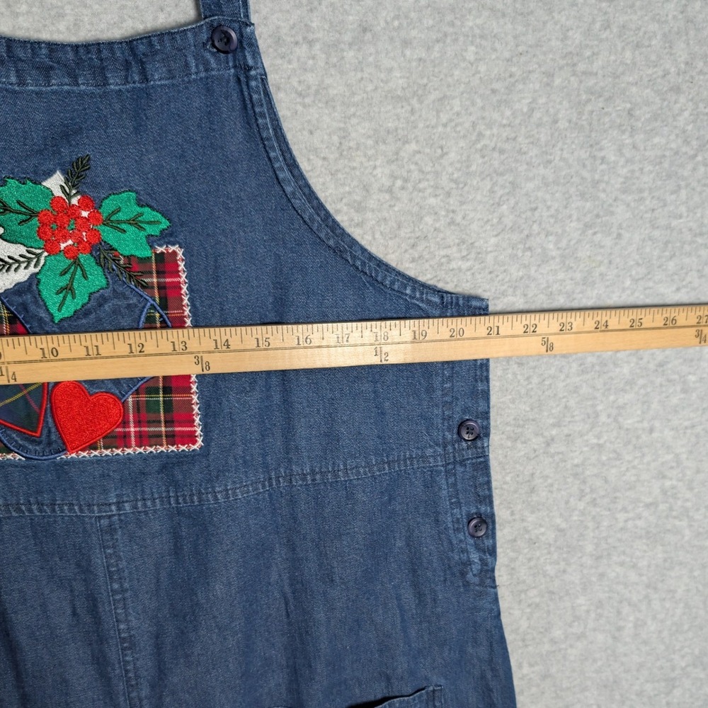 Westbound Pinafore Jumper Dress Medium Christmas Plaid Denim Holiday Festive - Picture 14 of 15